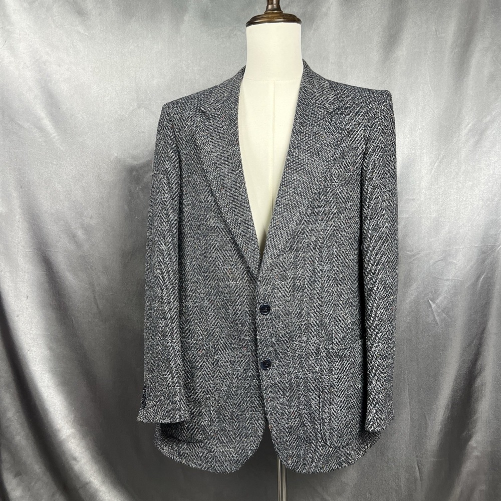 Daniel Hechter Flecked Tweed Wool Blazer Mens 42R Gray Jacket Sport Coat VTG 90s